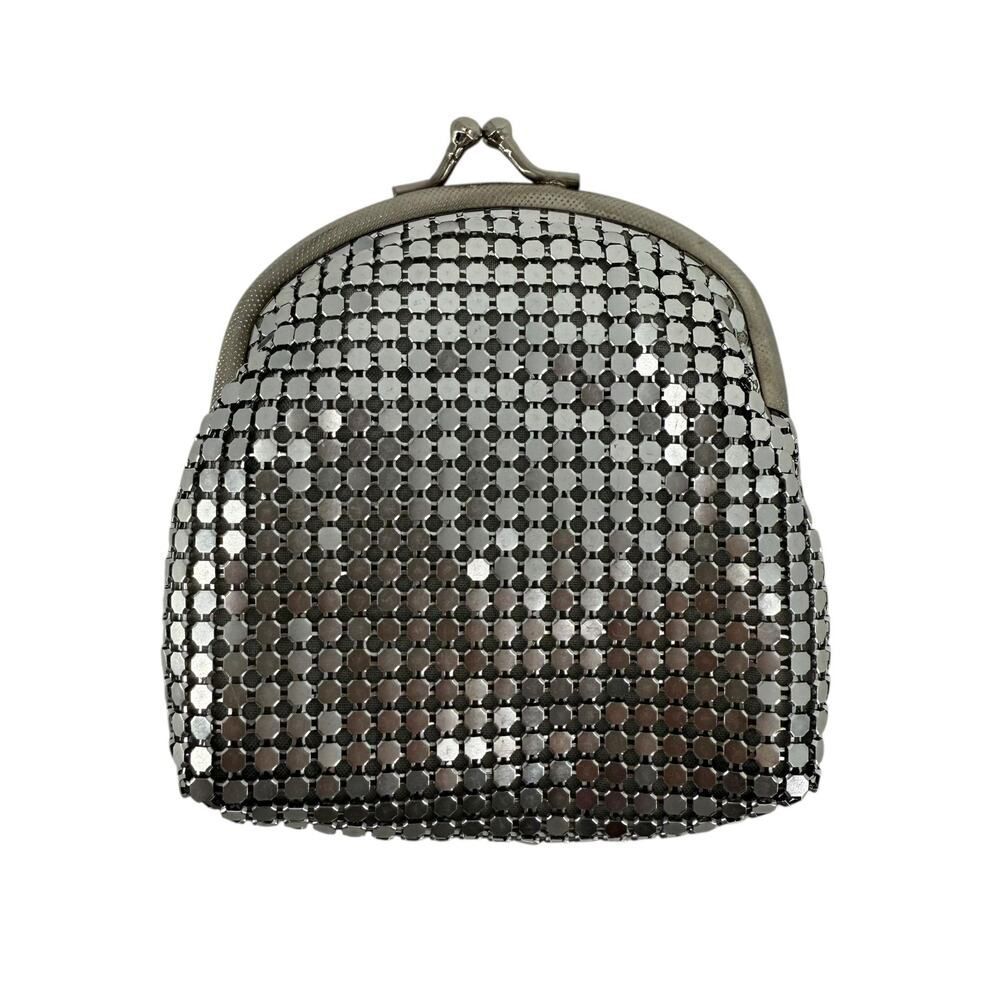 Warren Reed Vintage Coin Purse Silver Kisslock Clamshell Metallic Chain Link Bag